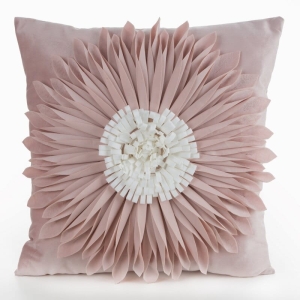 Poszewka velvetowa pudrowo kremowa 45x45 Kwiatek