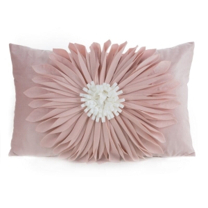 Poszewka velvetowa pudrowo kremowa 30x50 Kwiatek