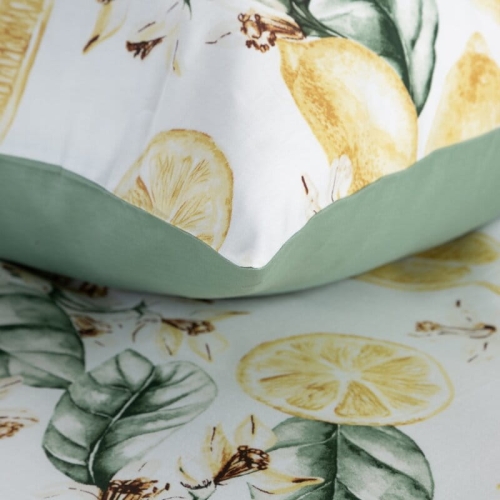 Komplet pościeli z bawełny satynowej 160x200 z motywem cytryn