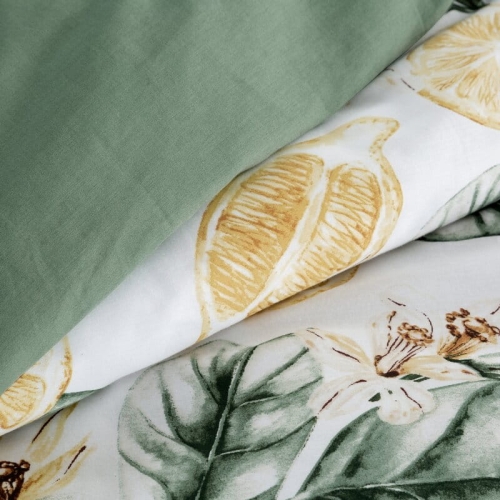 Komplet pościeli z bawełny satynowej 160x200 z motywem cytryn