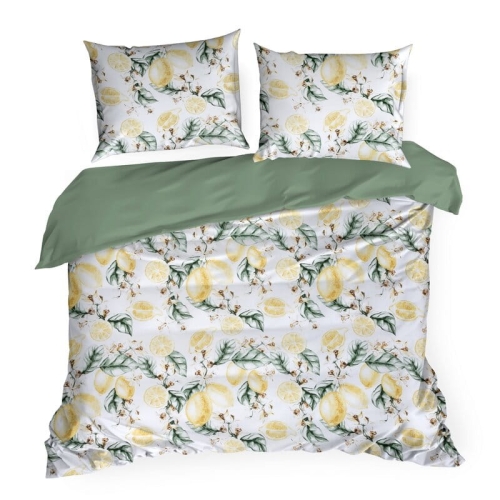 Komplet pościeli z bawełny satynowej 220x200 z motywem cytryn