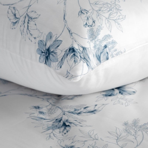 Komplet pościeli z bawełny satynowej 220x200 w niebieskie kwiaty