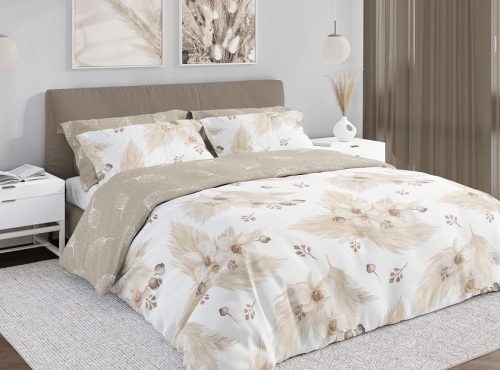 Pościel bawełna satynowa Boho 220x200 wzór roślinny