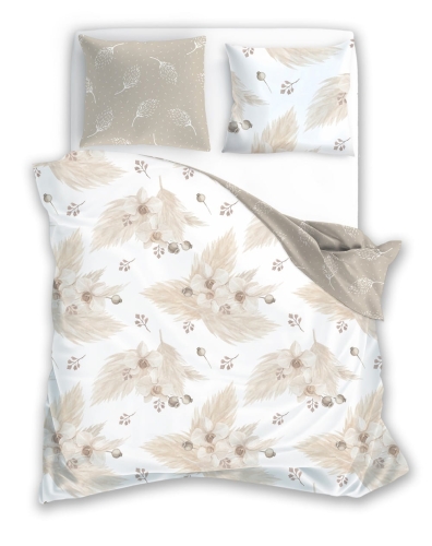 Pościel bawełna satynowa Boho 160x200 wzór roślinny