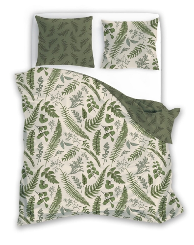 Pościel bawełna satynowa 160x200 w liście paproci