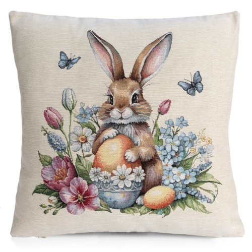 Wielkanocna poszewka gobelinowa 45x45 Zajączek i Motylki