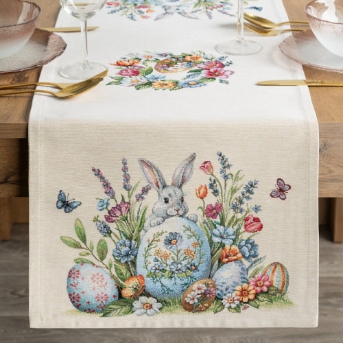 Wielkanocny bieżnik gobelinowy 40x100 Zajączek i Pisanki