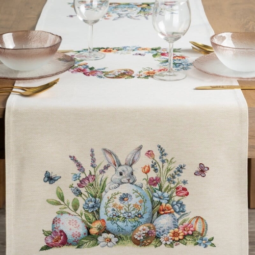 Wielkanocny bieżnik gobelinowy 40x140 Zajączek i Pisanki