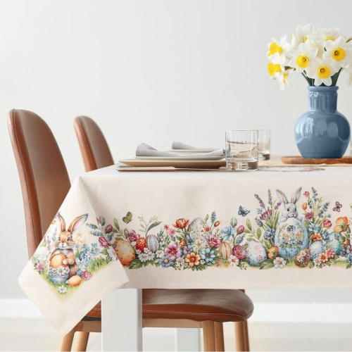 Wielkanocny obrus gobelinowy 140x180 Zajączek i Pisanki