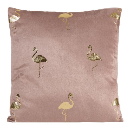 Poszewka dekoracyjna velvet 45x45 ciemno różowa z flamingami + wypełnienie