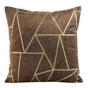 Poszewka dekoracyjna velvet geometryczna 45x45 ciemno brązowa
