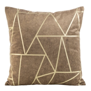 Poszewka dekoracyjna velvet geometryczna 45x45 ciemno beżowa