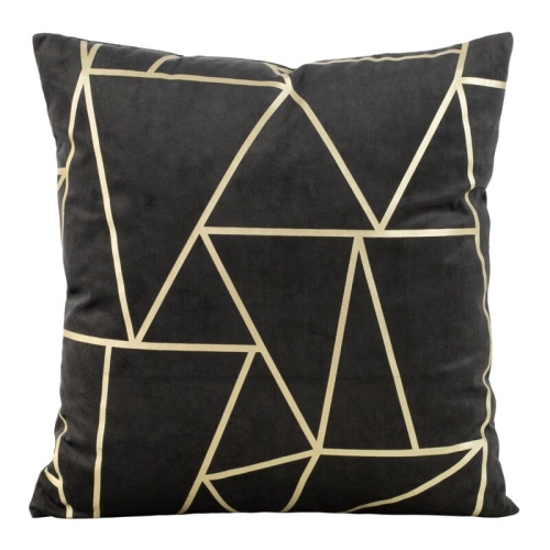 Poszewka dekoracyjna velvet geometryczna 45x45 czarna