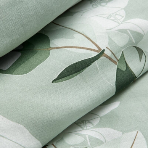 Komplet pościeli z bawełny satynowej 220x200 szałwiowej w liście