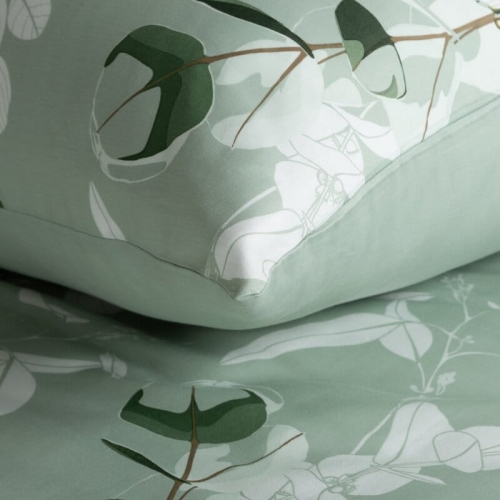 Komplet pościeli z bawełny satynowej 220x200 szałwiowej w liście