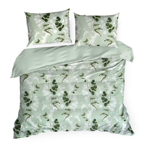 Komplet pościeli z bawełny satynowej 220x200 szałwiowej w liście