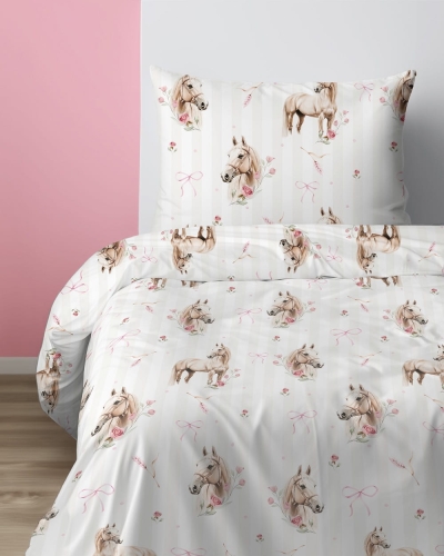 Pościel bawełniana dziecięca 160x200 Xoxo Konie