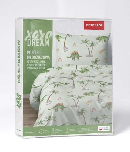 Pościel bawełniana dziecięca 160x200 Xoxo Dino