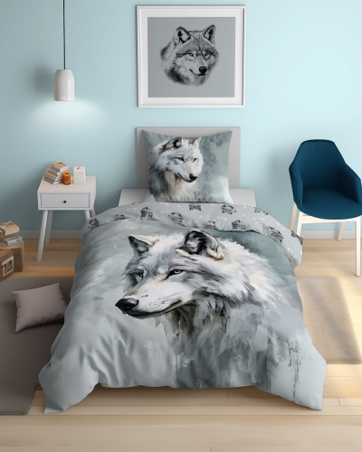 Pościel bawełniana młodzieżowa 140x200 Wilk