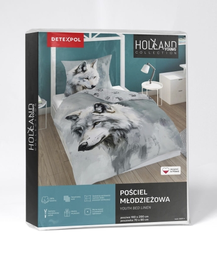Pościel bawełniana młodzieżowa 140x200 Wilk