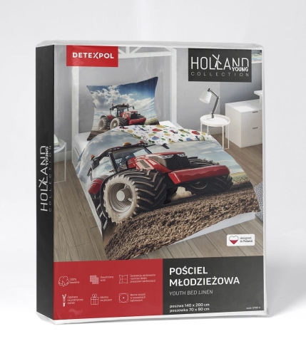 Pościel bawełniana młodzieżowa 140x200 Czerwony Traktor