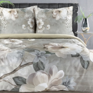 Ekskluzywna pościel Reina 160x200 w kremowe magnolie