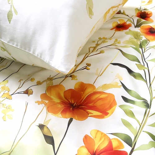 Pościel z bawełny satynowej Satynlove 220x200 w polne kwiaty 