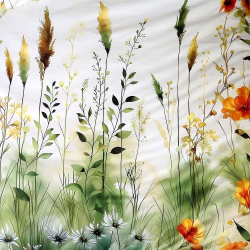 Pościel z bawełny satynowej Satynlove 220x200 w polne kwiaty 