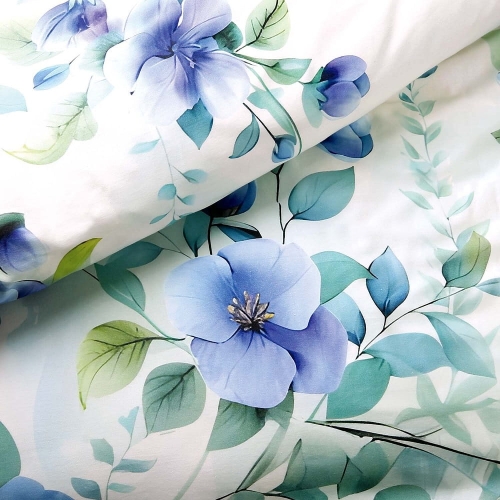 Pościel z bawełny satynowej Satynlove 220x200 w kwiaty hibiskusa