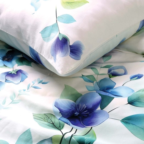 Pościel z bawełny satynowej Satynlove 220x200 w kwiaty hibiskusa