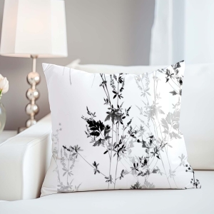 Poszewka z bawełny satynowej 40x40 w czarno biały motyw roślinny