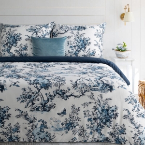 Komplet pościeli z bawełny satynowej 220x200 w stylu toile de jouy 