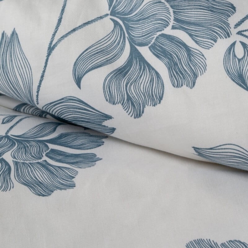 Komplet pościeli z bawełny satynowej 220x200 w niebieski motyw kwiatowy