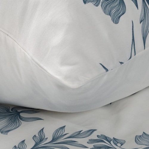 Komplet pościeli z bawełny satynowej 220x200 w niebieski motyw kwiatowy