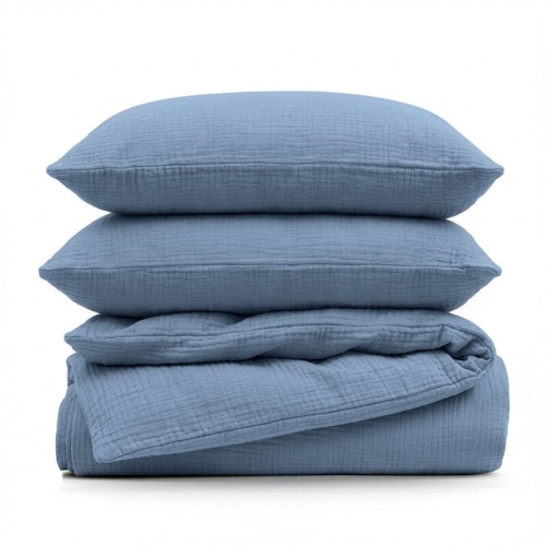 Komplet pościeli muślinowej 220x200 niebieskiej