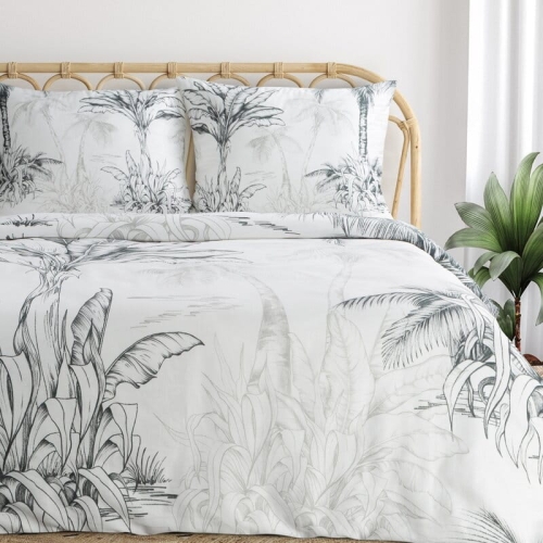 Komplet pościeli z bawełny satynowej 220x200 w palmy