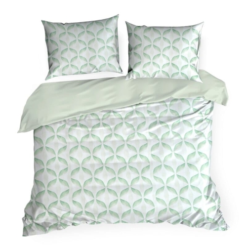 Komplet pościeli z bawełny satynowej 160x200 miętowy wzór geometryczny