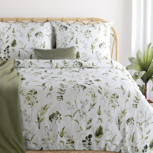 Komplet pościeli z bawełny satynowej 140x200 w delikatny roślinny wzór