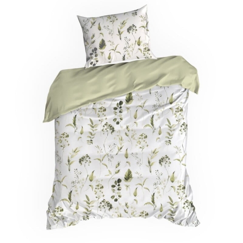 Komplet pościeli z bawełny satynowej 140x200 w delikatny roślinny wzór