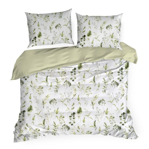 Komplet pościeli z bawełny satynowej 220x200 w delikatny roślinny wzór