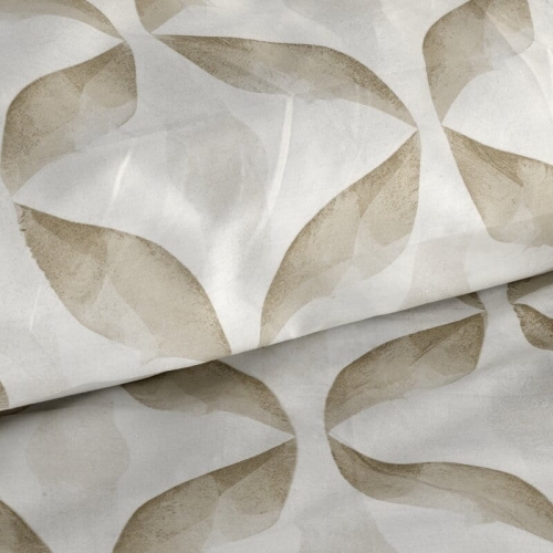 Komplet pościeli z bawełny satynowej 220x200 beżowy wzór geometryczny