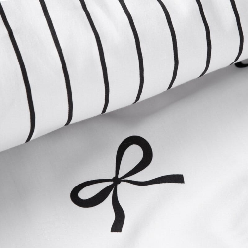 Komplet pościeli z bawełny satynowej 140x200 w czarne kokardki