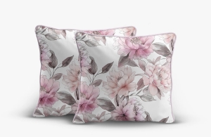 Komplet poszewek z perkalu 40x40 Różowe Kwiaty Piwonii Lame Percale
