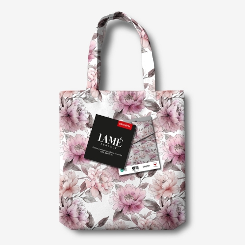 Pościel z perkalu 220x200 Różowe Kwiaty Piwonii Lame Percale