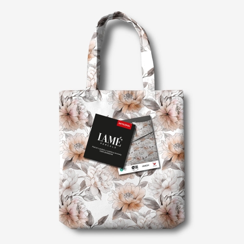 Pościel z perkalu 220x200 Brzoskwiniowe Kwiaty Piwonii Lame Percale