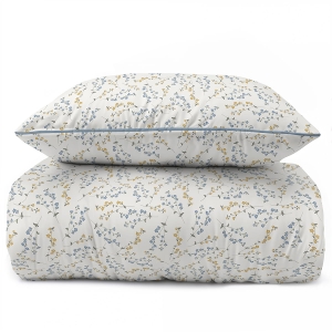 Pościel z perkalu 220x200 Żółte i Niebieskie Drobne Kwiaty Lame Percale