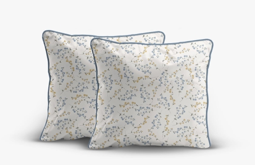 Komplet poszewek z perkalu 40x40 Żółte i Niebieskie Drobne Kwiaty Lame Percale