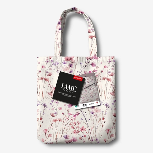 Pościel z perkalu 160x200 Różowa Łąka Lame Percale