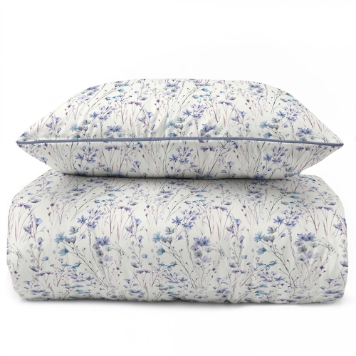 Pościel z perkalu 220x200 Błękitna Łąka Lame Percale