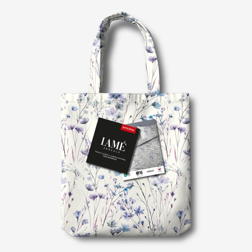 Pościel z perkalu 220x200 Błękitna Łąka Lame Percale